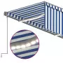 Tenda Retrattile Automatica con Parasole e LED 5x3m Blu Bianca