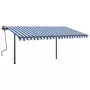 Tenda da Sole Retrattile Manuale con LED 4x3,5 m Blu e Bianca