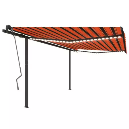 Tenda da Sole Retrattile Manuale LED 4x3,5 m Arancio Marrone