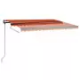 Tenda da Sole Retrattile Manuale LED 4x3,5 m Arancio Marrone