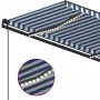 Tenda da Sole Retrattile Manuale con LED 4,5x3,5 m Blu e Bianca