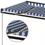 Tenda da Sole Retrattile Manuale con LED 500x300cm Blu e Bianco