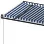 Tenda da Sole Retrattile Manuale con Pali 5x3,5 m Blu e Bianca