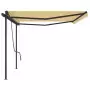 Tenda da Sole Retrattile Manuale con Pali 5x3,5 m Gialla Bianca