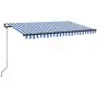 Tenda da Sole Retrattile Manuale con LED 400x350 cm Blu Bianca