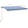 Tenda da Sole Retrattile Manuale con LED 400x350 cm Blu Bianca