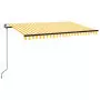 Tenda da Sole Retrattile Manuale LED 400x350 cm Gialla Bianca