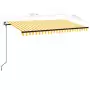 Tenda da Sole Retrattile Manuale LED 400x350 cm Gialla Bianca