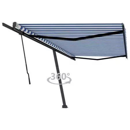 Tenda Retrattile Manuale Autoportante 500x350 cm Blu Bianca