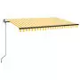 Tenda da Sole Retrattile Manuale LED 450x350 cm Gialla Bianca