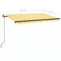 Tenda da Sole Retrattile Manuale LED 450x350 cm Gialla Bianca