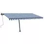 Tenda da Sole Retrattile Manuale con LED 400x350 cm Blu Bianca