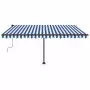 Tenda da Sole Retrattile Manuale con LED 400x350 cm Blu Bianca