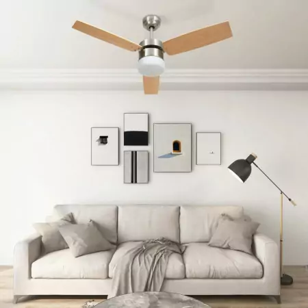 Ventilatore Soffitto Luce e Telecomando 108cm Marrone Chiaro