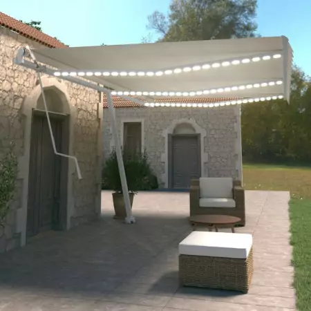 Tenda Automatica con Sensore Vento e LED 600x350 cm Crema