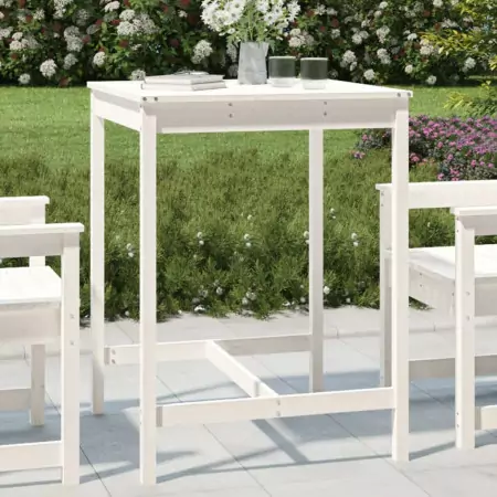 Tavolo da Giardino Bianco 82,5x82,5x110cm Legno Massello Pino