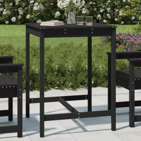 Tavolo da Giardino Nero 82,5x82,5x110cm Legno Massello di Pino