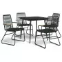 Set da Pranzo da Giardino 5 pz Nero in Rattan PVC