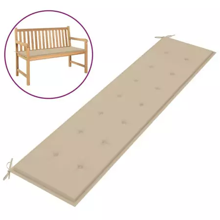 Cuscino per Panca da Giardino Beige 200x50x3 cm