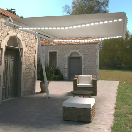 Tenda Automatica con Sensore Vento e LED 450x350 cm Crema