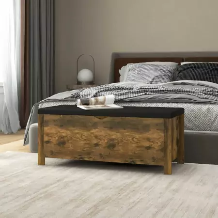 Cassapanca con Cuscino Rovere Fumo 105x40x45cm in Truciolato