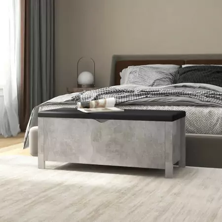 Cassapanca con Cuscino Grigio Cemento 105x40x45cm in Truciolato