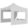 Gazebo Pieghevole con Pareti in Alluminio 3x3 m Bianco