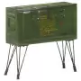 Baule Portaoggetti Stile Militare 68x24x66 cm Ferro