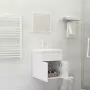 Set Mobili da Bagno 2 pz Bianco Lucido in Truciolato