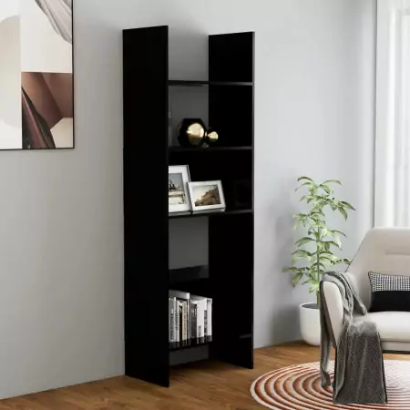 Libreria Nera 60x35x180 cm in Truciolato