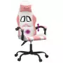 Sedia da Gaming Girevole Bianco e Rosa in Similpelle