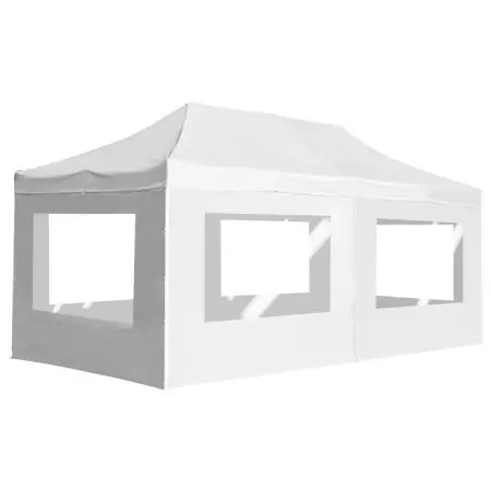 Gazebo Professionale Pieghevole Alluminio e Pareti 6x3m Bianco