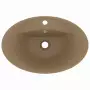 Lavandino con Troppopieno Ovale Crema Opaco 58,5x39cm Ceramica