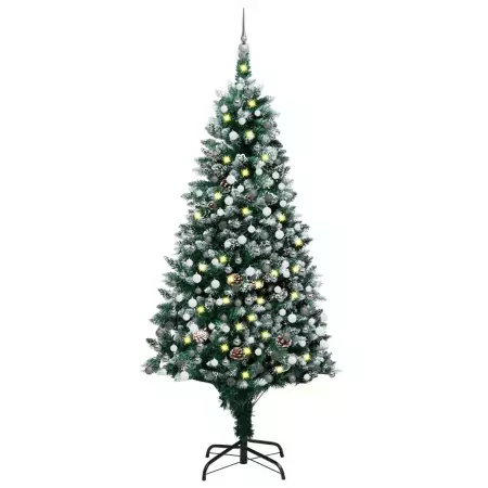 Set Albero Natale Artificiale con LED Palline e Pigne 240 cm