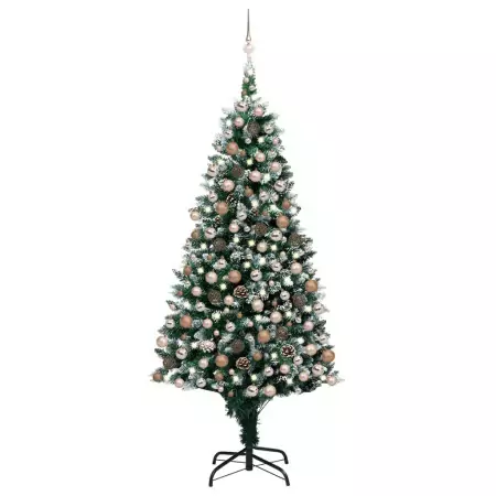 Set Albero Natale Artificiale con LED Palline e Pigne 240 cm