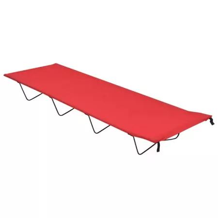 Lettino da Campeggio 180x60x19cm Tessuto Oxford e Acciaio Rosso