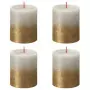 Bolsius Candele Pilastro Rustiche Sunset 4 pz 80x68 mm Grigio e Oro