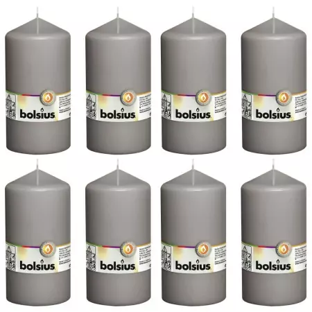 Bolsius Candele Moccoli 8 pz 150x78 mm Grigio Caldo