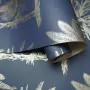 DUTCH WALLCOVERINGS Carta da Parati Alberi Tropicali Blu e Argento