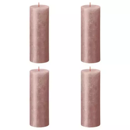 Bolsius Candele Pilastro Rustiche Shimmer 4 pz 190x68 mm Rosa