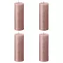 Bolsius Candele Pilastro Rustiche Shimmer 4 pz 190x68 mm Rosa