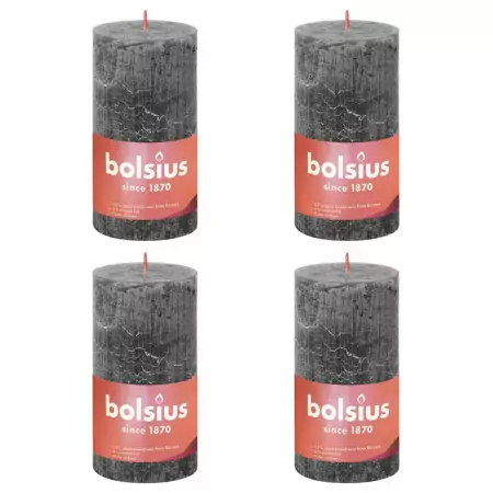 Bolsius Candele Rustiche Colonna Shine 4 pz 130x68 mm Grigio Tempesta