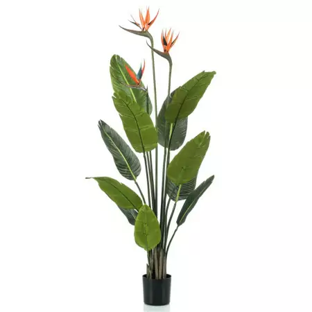 Strelitzia Pianta Artificiale in Vaso con Fiori 120 cm