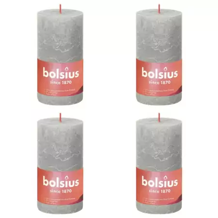 Bolsius Candele Rustiche Colonna Shine 4 pz 130x68 mm Grigio Sabbia