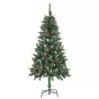 Albero di Natale Artificiale con Luci a LED e Pigne 150 cm