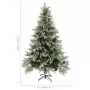 Albero di Natale con LED e Pigne Verde e Bianco 120 cm PVC e PE