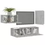 Set Porta TV 4 pz Grigio Cemento in Truciolato