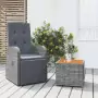 Set Mobili Giardino 2pz Grigio Polyrattan Legno Massello Acacia