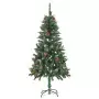 Albero di Natale Artificiale Pigne e Brillantini Bianchi 150 cm