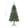 Albero di Natale Artificiale Pigne e Brillantini Bianchi 150 cm